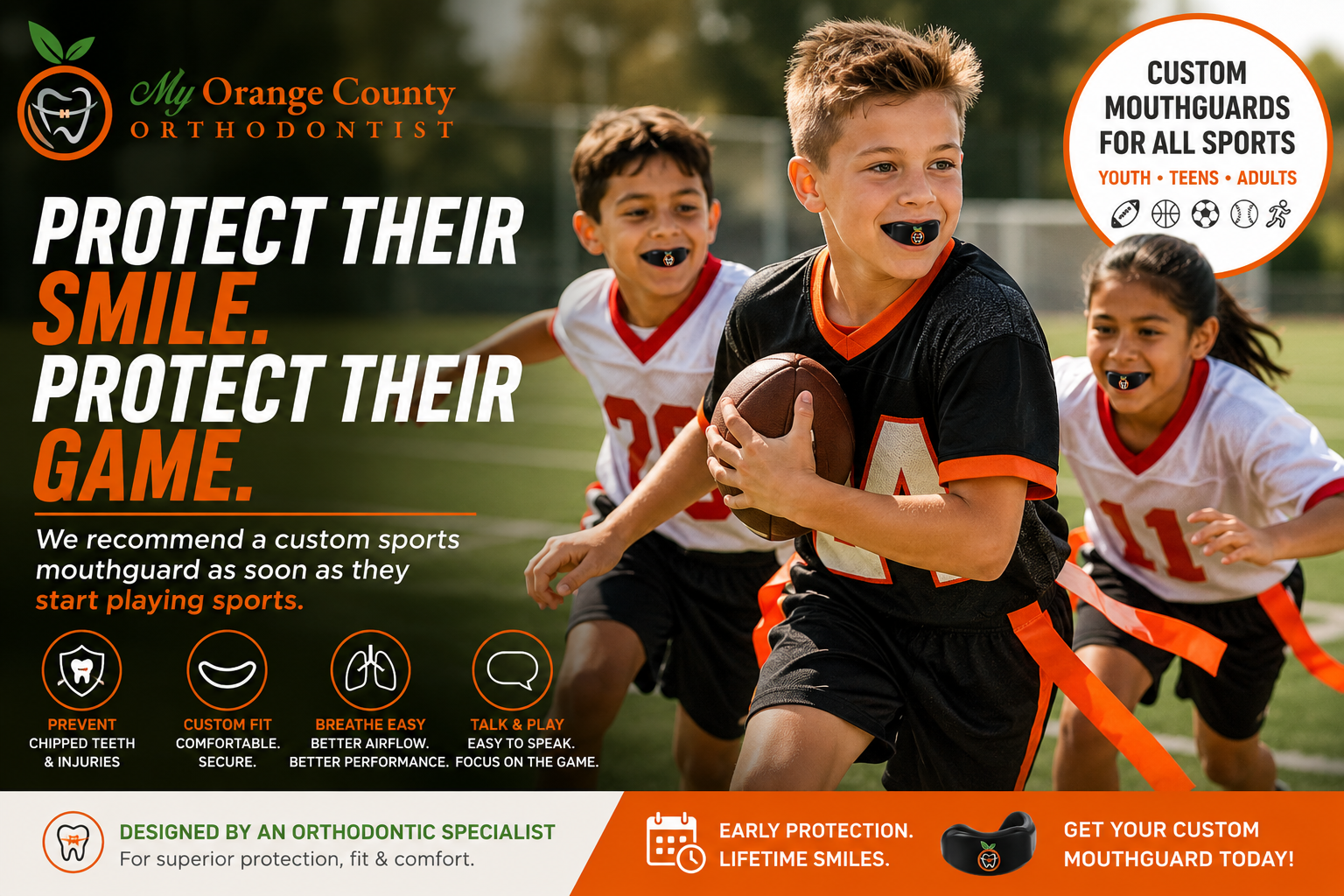 Custom sports mouthguard for braces and orthodontic patients in Orange County