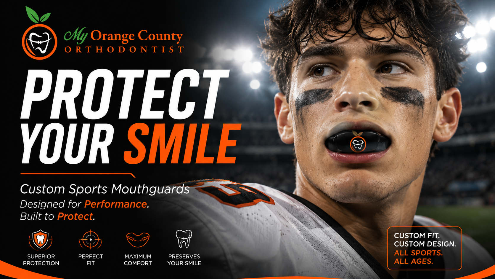 Custom mouthguard Orange County made for a youth athlete
